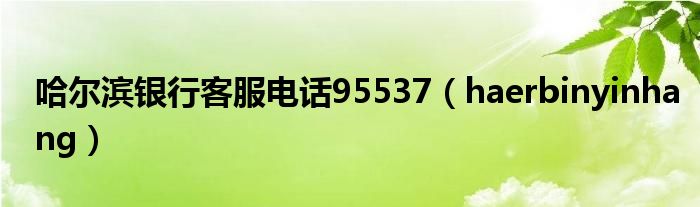 哈尔滨银行客服电话95537（haerbinyinhang）