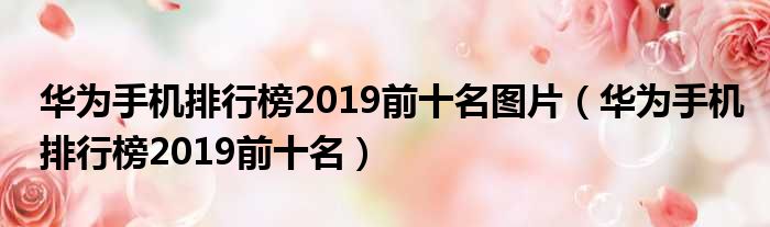 华为手机排行榜2019前十名图片（华为手机排行榜2019前十名）