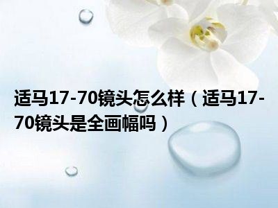 适马17-70镜头怎么样（适马17-70镜头是全画幅吗）