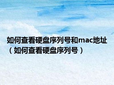 如何查看硬盘序列号和mac地址（如何查看硬盘序列号）