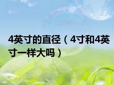 4英寸的直径（4寸和4英寸一样大吗）