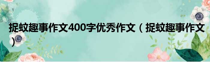 捉蚊趣事作文400字优秀作文（捉蚊趣事作文）