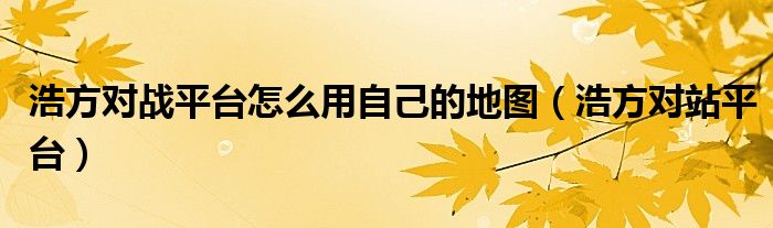  浩方对战平台怎么用自己的地图（浩方对站平台）