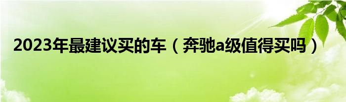  2023年最建议买的车（奔驰a级值得买吗）