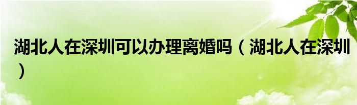  湖北人在深圳可以办理离婚吗（湖北人在深圳）