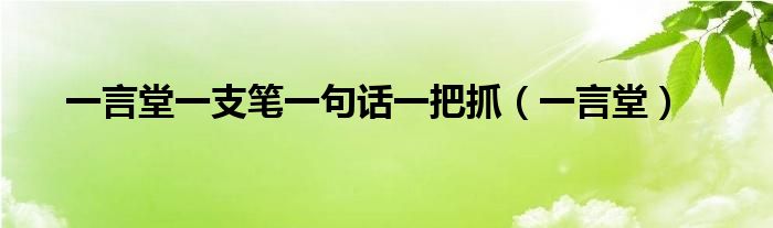  一言堂一支笔一句话一把抓（一言堂）