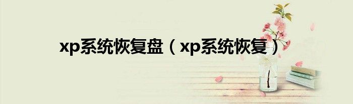  xp系统恢复盘（xp系统恢复）