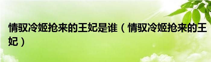  情驭冷姬抢来的王妃是谁（情驭冷姬抢来的王妃）