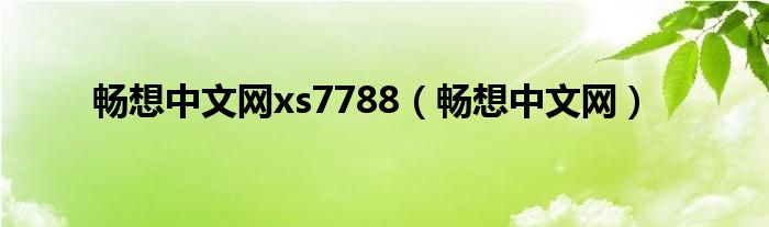  畅想中文网xs7788（畅想中文网）