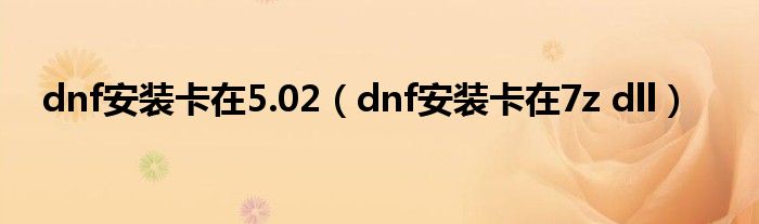  dnf安装卡在5.02（dnf安装卡在7z dll）