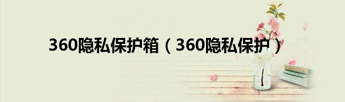 360隐私保护箱（360隐私保护）