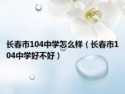 长春市104中学怎么样（长春市104中学好不好）