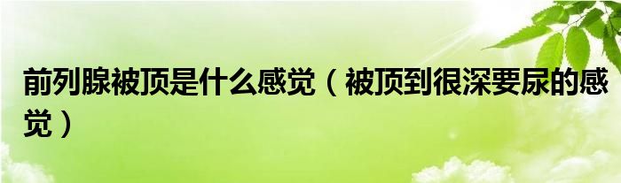  前列腺被顶是什么感觉（被顶到很深要尿的感觉）