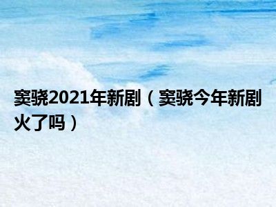 窦骁2021年新剧（窦骁今年新剧火了吗）