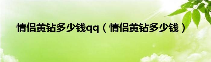  情侣黄钻多少钱qq（情侣黄钻多少钱）