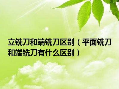 立铣刀和端铣刀区别（平面铣刀和端铣刀有什么区别）