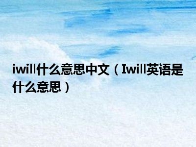 iwill什么意思中文（Iwill英语是什么意思）