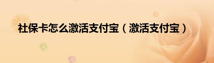 社保卡怎么激活支付宝（激活支付宝）