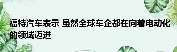 福特汽车表示 虽然全球车企都在向着电动化的领域迈进