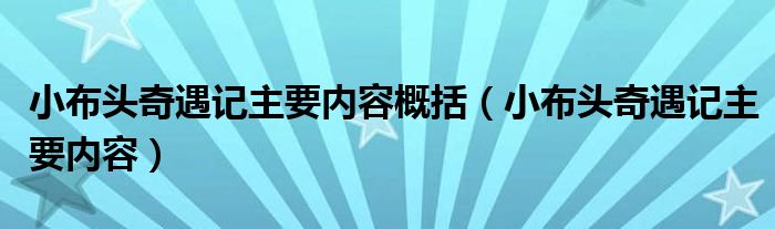  小布头奇遇记主要内容概括（小布头奇遇记主要内容）