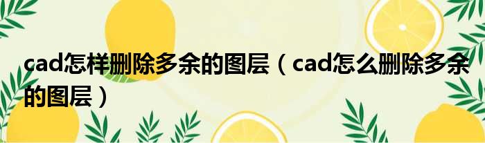 cad怎样删除多余的图层（cad怎么删除多余的图层）