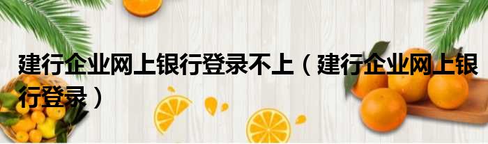 建行企业网上银行登录不上（建行企业网上银行登录）