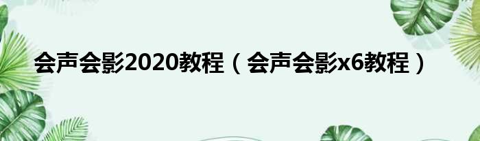 会声会影2020教程（会声会影x6教程）