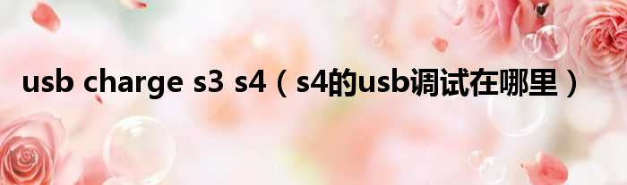 usb charge s3 s4（s4的usb调试在哪里）