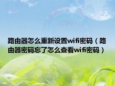 路由器怎么重新设置wifi密码（路由器密码忘了怎么查看wifi密码）