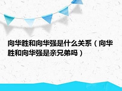 向华胜和向华强是什么关系（向华胜和向华强是亲兄弟吗）