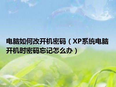 电脑如何改开机密码（XP系统电脑开机时密码忘记怎么办）