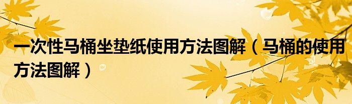  一次性马桶坐垫纸使用方法图解（马桶的使用方法图解）