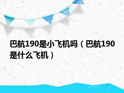 巴航190是小飞机吗（巴航190是什么飞机）