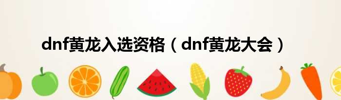 dnf黄龙入选资格（dnf黄龙大会）