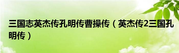  三国志英杰传孔明传曹操传（英杰传2三国孔明传）