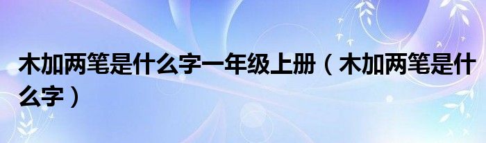  木加两笔是什么字一年级上册（木加两笔是什么字）