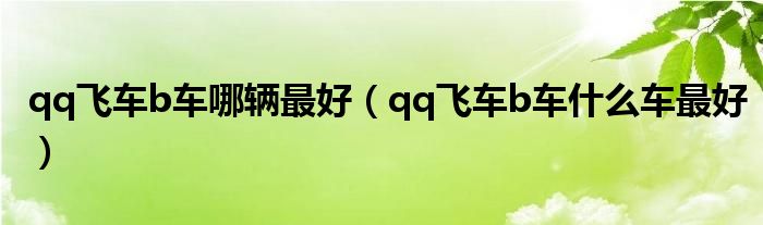  qq飞车b车哪辆最好（qq飞车b车什么车最好）