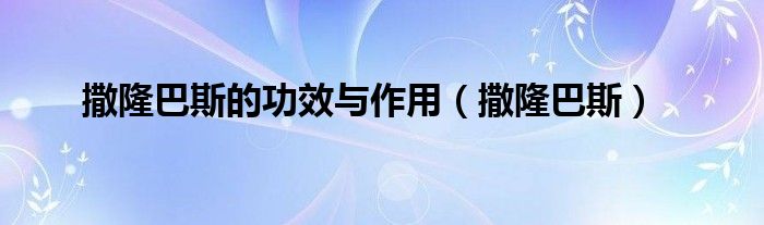  撒隆巴斯的功效与作用（撒隆巴斯）