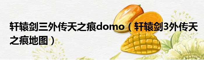 轩辕剑三外传天之痕domo（轩辕剑3外传天之痕地图）