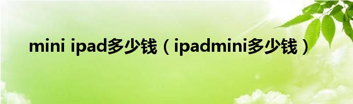  mini ipad多少钱（ipadmini多少钱）