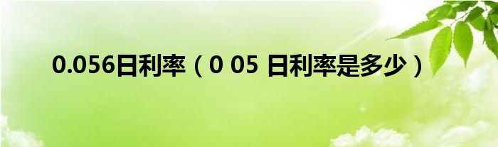  0.056日利率（0 05 日利率是多少）