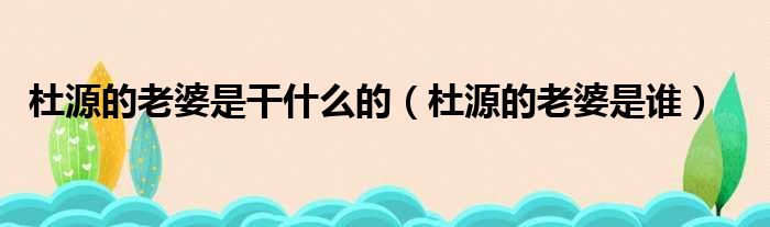 杜源的老婆是干什么的（杜源的老婆是谁）