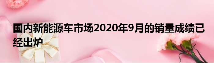 国内新能源车市场2020年9月的销量成绩已经出炉