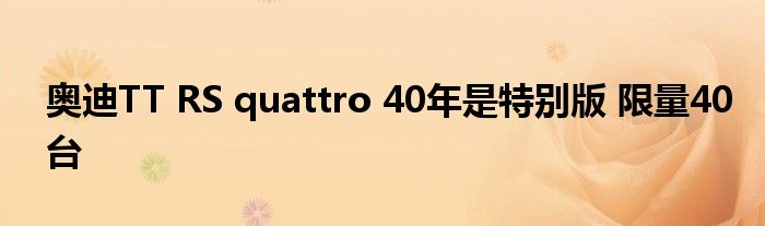 奥迪TT RS quattro 40年是特别版 限量40台