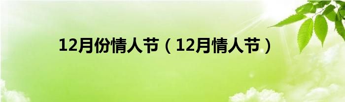  12月份情人节（12月情人节）