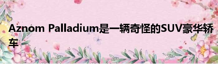 Aznom Palladium是一辆奇怪的SUV豪华轿车