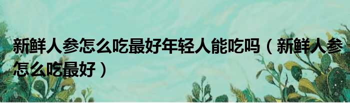 新鲜人参怎么吃最好年轻人能吃吗（新鲜人参怎么吃最好）