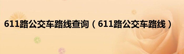  611路公交车路线查询（611路公交车路线）