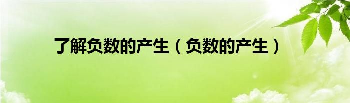  了解负数的产生（负数的产生）