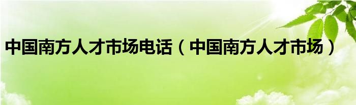 中国南方人才市场电话（中国南方人才市场）